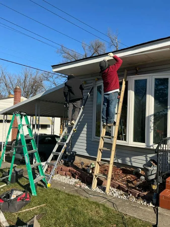 Restoration crew performing exterior repair in Woodstock