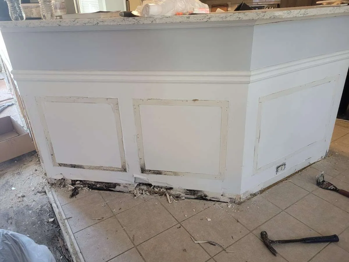 Water damage and mold on kitchen during Storm Damage Restoration in Woodstock